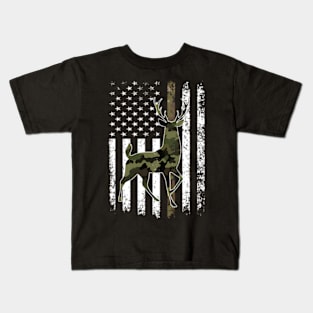 American Flag Camouflage Camo Whitetail Kids T-Shirt